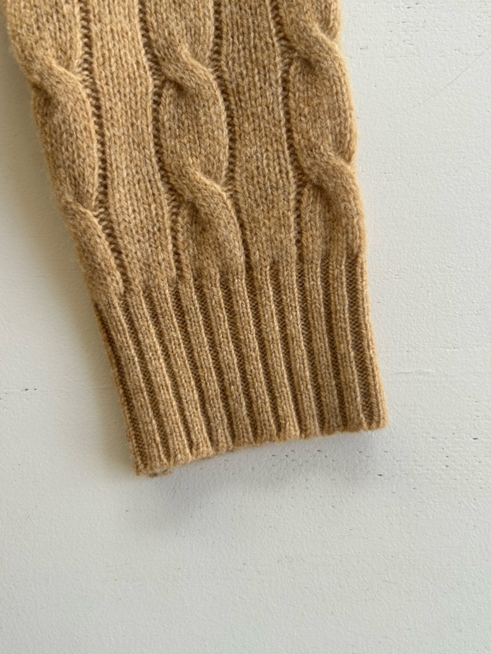Polo Ralph Lauren Cable Knit Sweater Merino Wool Cashmere Tan Women Medium - Picture 8 of 16